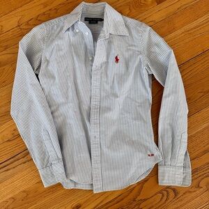 Ralph Lauren Women’s White and Blue Striped Shirt